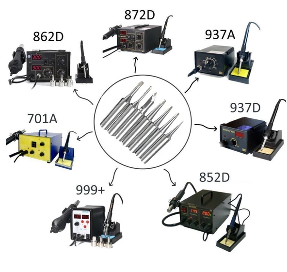 WellHise 7 Adet Isı Ayarlı Havyalar İçin Yedek Uç Seti - 2