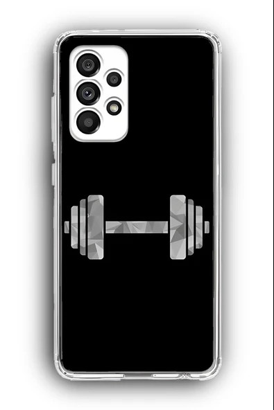Samsung Galaxy A52 Uyumlu Baskılı Şeffaf Kılıf Kapak "Gri Dumbell Spor Salonu"