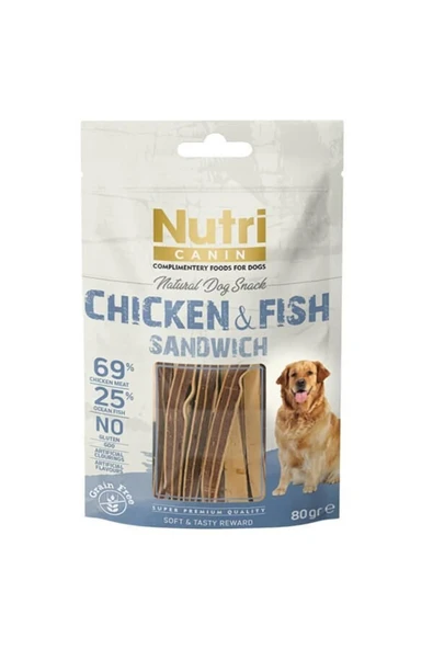Nutri Canin Tahılsız Tavuklu Ve Balıklı Sandviç Köpek Ödülü 80 Gr