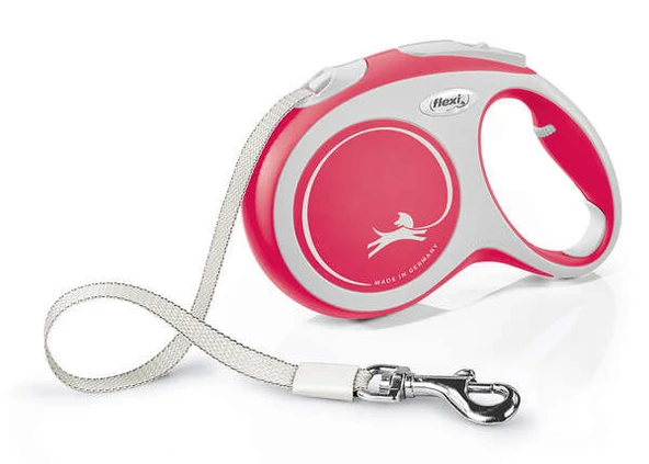 Flexi New Comfort Şerit Otomatik Köpek Gezdirme Tasması Medium 5 Mt Max 25kg Kırmızı