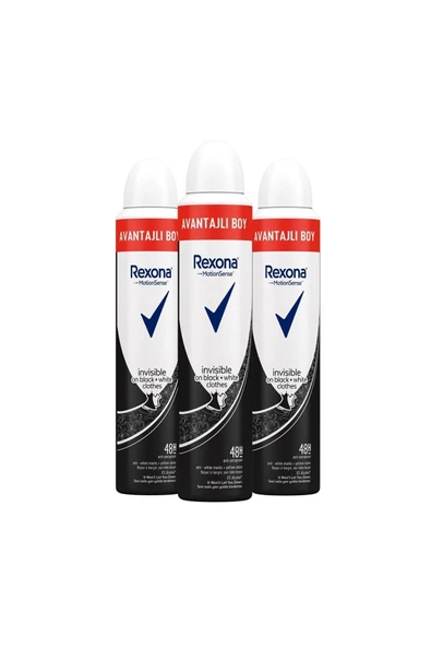 Rexona Invisible Black & White 72 Saat Kadın Sprey Dodrant 3 x 200 ML - 2