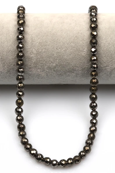 Pirit Doğal Taş Dizi 6 mm Fasetli Küre Kesim - Resim 2