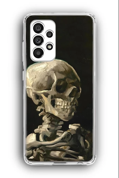 Samsung Galaxy A72 Uyumlu Baskılı Şeffaf Kılıf Kapak "İskelet Tablo Yağlıboya"