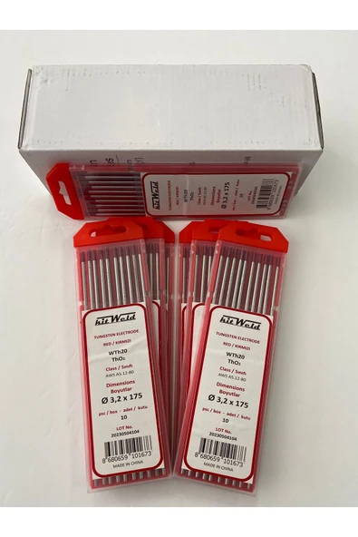 KITWELD Tungsten Elektrot Kırmızı 3.20x175 - 10 Adet - Resim 2