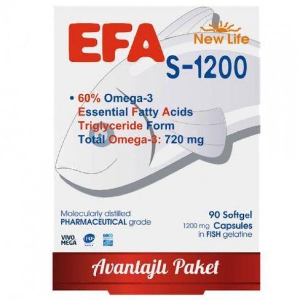 New Life EFA S-1200 mg 90 Kapsül 7640128141105