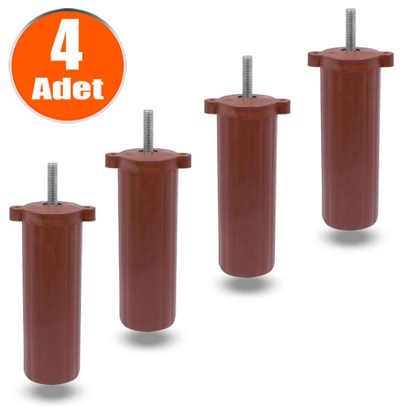 Kanepe Baza Koltuk Destek Ayağı M8 Civata Ayarlı Kahverengi Ayak 14 cm (4 ADET)