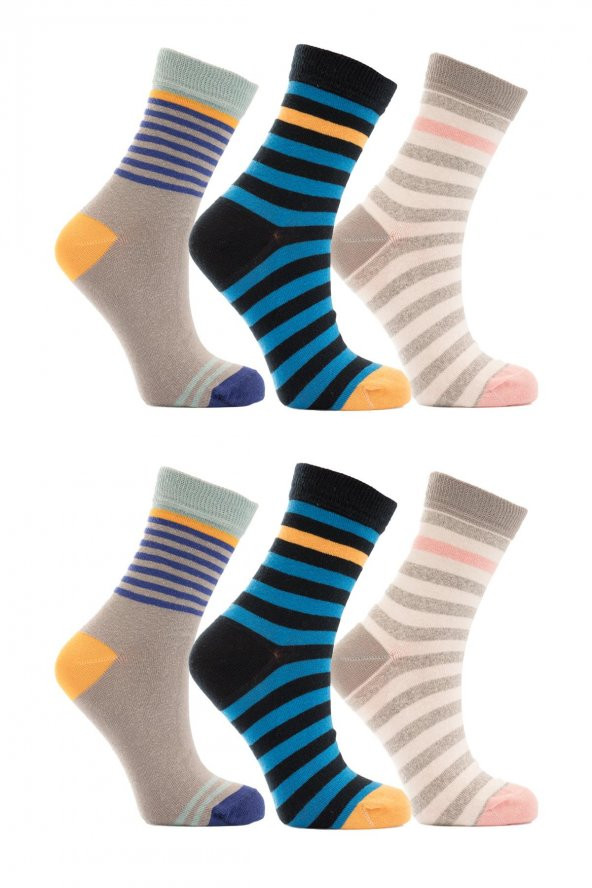 Miorre 6lı Bayan Çizgili Çorap