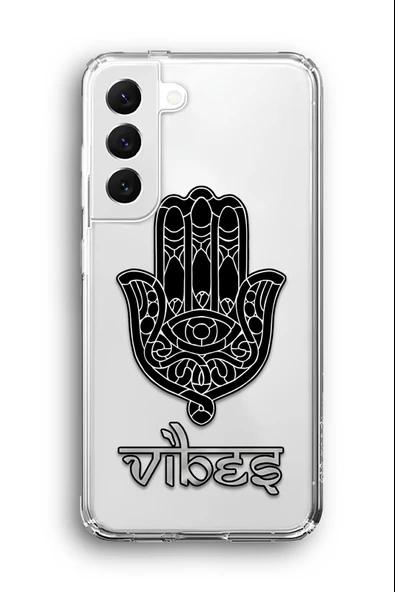 Samsung Galaxy S21 Uyumlu Baskılı Şeffaf Kılıf Kapak "Hamsa Vibes"