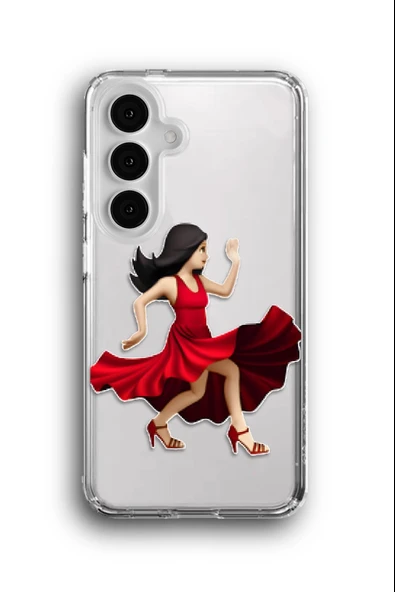 Samsung Galaxy S23 Plus Uyumlu Baskılı Şeffaf Kılıf Kapak "Tango Elbise Kırmızı Kadın"