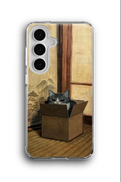 Samsung Galaxy S23 Plus Uyumlu Baskılı Şeffaf Kılıf Kapak "Japon Evi Kedi Komik Kargo"