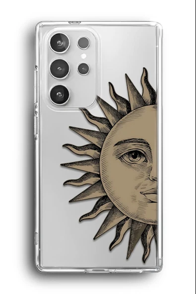Samsung Galaxy S23 Ultra Uyumlu Baskılı Şeffaf Kılıf Kapak "Güneş Baba"