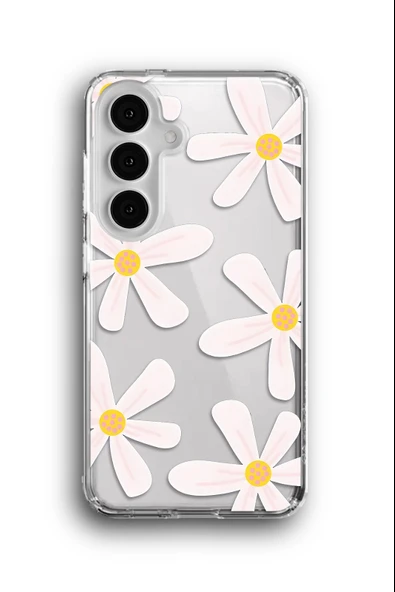 Samsung Galaxy S23 Uyumlu Baskılı Şeffaf Kılıf Kapak "Papatyalar Daisy"