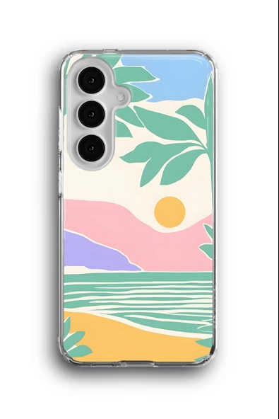 Samsung Galaxy S24 Uyumlu Baskılı Şeffaf Kılıf Kapak "Pastel Günbatımı"