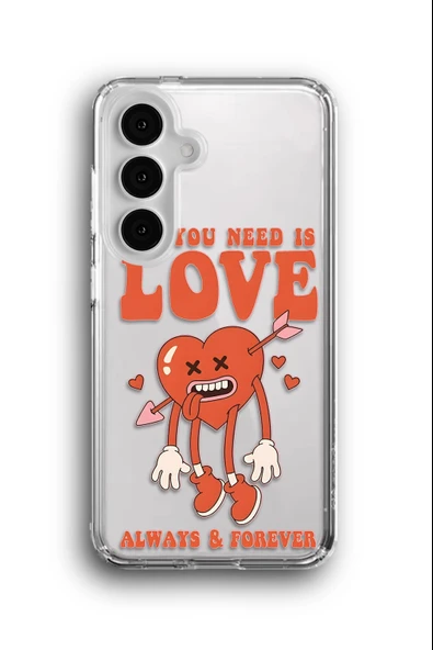 Samsung Galaxy S24 Uyumlu Baskılı Şeffaf Kılıf Kapak "Love Bomb"
