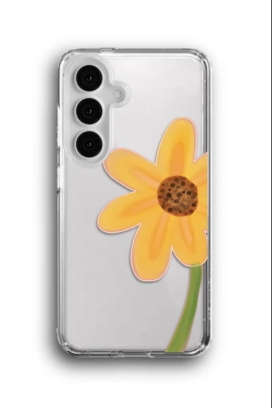 Samsung Galaxy S24 Uyumlu Baskılı Şeffaf Kılıf Kapak "Papatya Daisy"