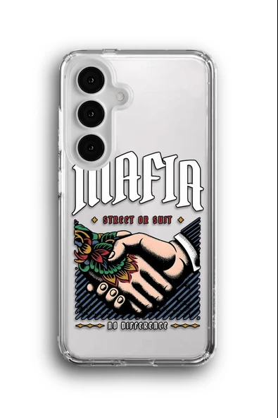 Samsung Galaxy S24 Uyumlu Baskılı Şeffaf Kılıf Kapak "Mafia Deal Hood"