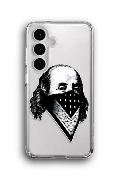 Samsung Galaxy S24 Uyumlu Baskılı Şeffaf Kılıf Kapak "Benjamin Gangster"