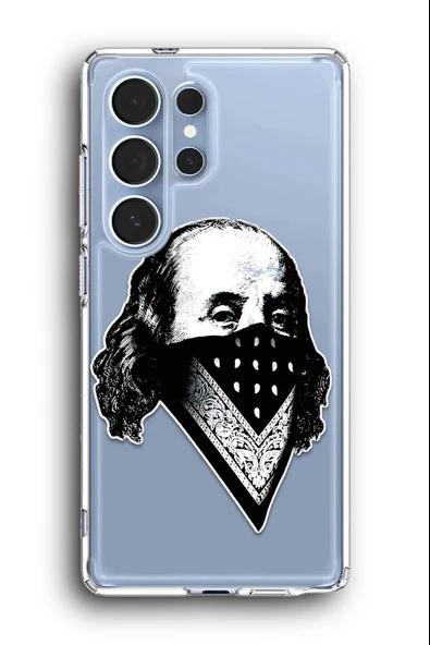 Samsung Galaxy S25 Ultra Uyumlu Baskılı Şeffaf Kılıf Kapak "Benjamin Gangster"