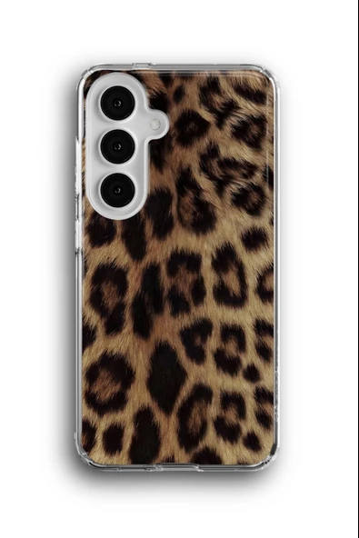 Samsung Galaxy S25 Uyumlu Baskılı Şeffaf Kılıf Kapak "Leopar"