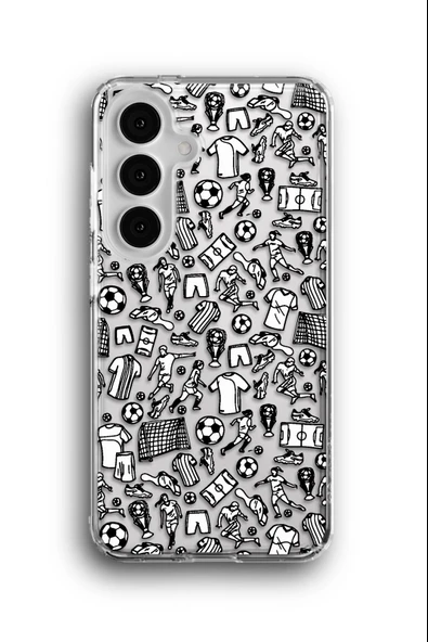 Samsung Galaxy S25 Uyumlu Baskılı Şeffaf Kılıf Kapak "Futbol Kolaj"