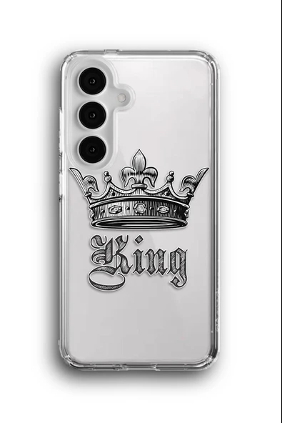 Samsung Galaxy S25 Uyumlu Baskılı Şeffaf Kılıf Kapak "King Taç Crown"