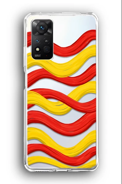 Xiaomi Redmi Note 11 Pro 5G Uyumlu Baskılı Şeffaf Kılıf Kapak "Kurdeleler Fularlar Sarı Kırmızı" - 1