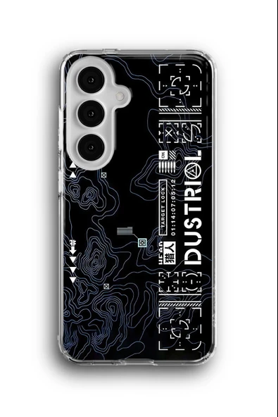 Samsung Galaxy S25 Uyumlu Baskılı Şeffaf Kılıf Kapak "Teknolojik Sci-Fi Topoloji Asker"