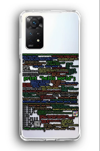 Xiaomi Redmi Note 11 Pro Uyumlu Baskılı Şeffaf Kılıf Kapak "Kodlama Programming Cs"