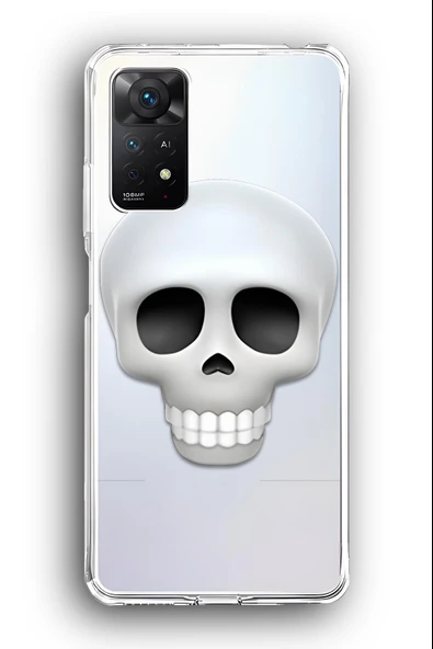Xiaomi Redmi Note 11 Pro Uyumlu Baskılı Şeffaf Kılıf Kapak "Kurukafa Skull Emoji"