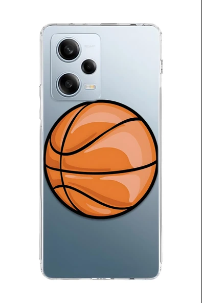 Xiaomi Redmi Note 12 Pro 5G Uyumlu Baskılı Şeffaf Kılıf Kapak "Basket Topu"