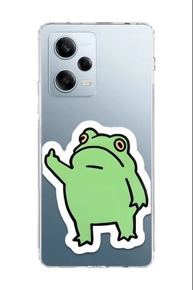Xiaomi Redmi Note 12 Pro 5G Uyumlu Baskılı Şeffaf Kılıf Kapak "Nah Çeken Frog"