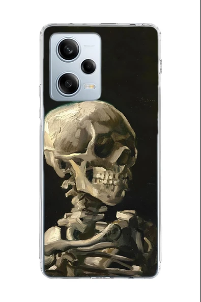 Xiaomi Redmi Note 12 Pro 5G Uyumlu Baskılı Şeffaf Kılıf Kapak "İskelet Tablo Yağlıboya"