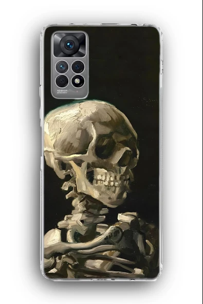Xiaomi Redmi Note 12 Pro Uyumlu Baskılı Şeffaf Kılıf Kapak "İskelet Tablo Yağlıboya"