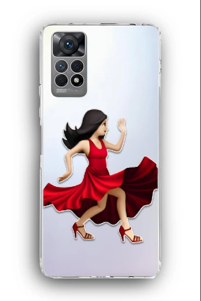 Xiaomi Redmi Note 12 Pro Uyumlu Baskılı Şeffaf Kılıf Kapak "Tango Elbise Kırmızı Kadın"