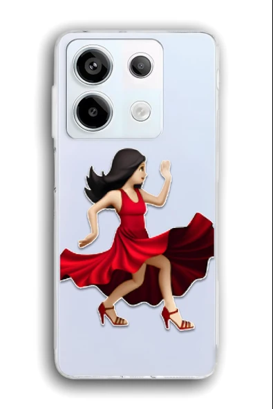Xiaomi Redmi Note 13 Pro 5G Uyumlu Baskılı Şeffaf Kılıf Kapak "Tango Elbise Kırmızı Kadın"
