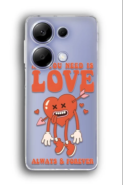 Xiaomi Redmi Note 13 Pro Uyumlu Baskılı Şeffaf Kılıf Kapak "Love Bomb"