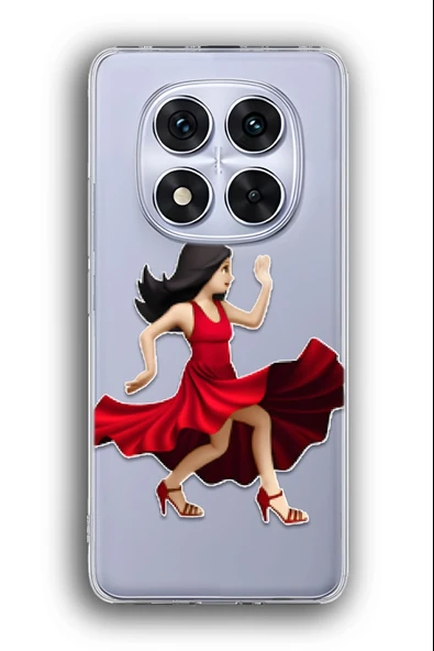 Xiaomi Redmi Note 14 Pro 5G Uyumlu Baskılı Şeffaf Kılıf Kapak "Tango Elbise Kırmızı Kadın"