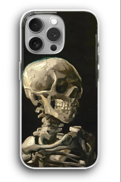 iPhone 11 Pro Max Uyumlu Baskılı Şeffaf Kılıf Kapak "İskelet Tablo Yağlıboya"