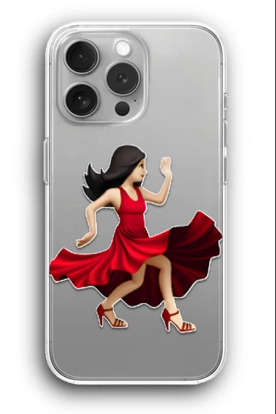 iPhone 11 Pro Max Uyumlu Baskılı Şeffaf Kılıf Kapak "Tango Elbise Kırmızı Kadın"