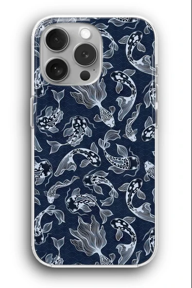 iPhone 11 Pro Max Uyumlu Baskılı Şeffaf Kılıf Kapak "Japon Balığı Desen"
