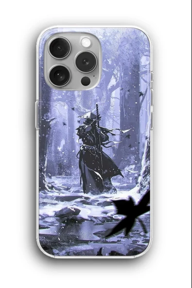 iPhone 11 Pro Uyumlu Baskılı Şeffaf Kılıf Kapak "Ronin Katana Samuray"