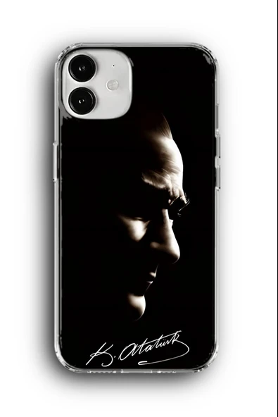 iPhone 11 Uyumlu Baskılı Şeffaf Kılıf Kapak "Karanlık Tema Kemal Atatürk" - 1