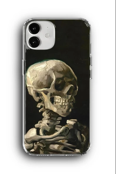 iPhone 11 Uyumlu Baskılı Şeffaf Kılıf Kapak "İskelet Tablo Yağlıboya"