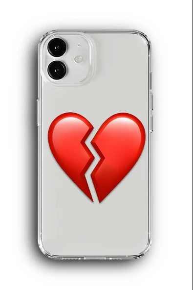 iPhone 11 Uyumlu Baskılı Şeffaf Kılıf Kapak "Kırık Kalp Emoji"