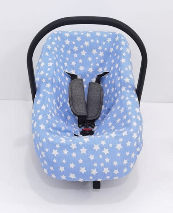 Mordesign Ortopedik Bel Destekli Puset Minder ve Çarşaf 2li Set, Stars Desen Çift Taraflı Mavi - 2