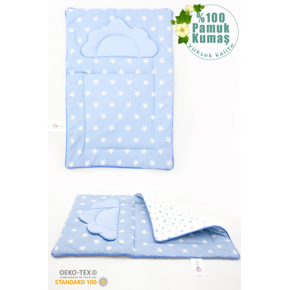 Mordesign Bebek Alt Açma Pedi/Minderi, Çift Taraflı Yıldız Desen Mavi Renk