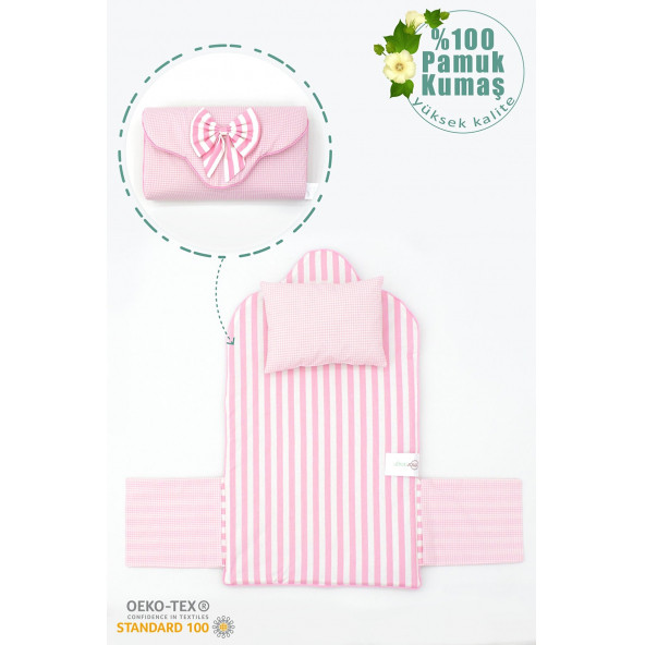 Mordesign Taşınabilir Bebek Alt Açma Minderi, Alt Açma Bakım Çantası Organizer, Ekose Serisi, Pembe