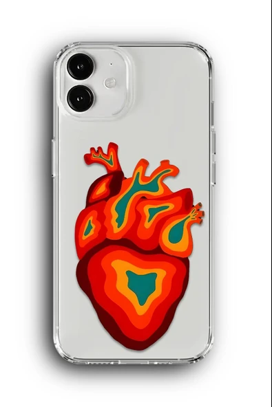 iPhone 11 Uyumlu Baskılı Şeffaf Kılıf Kapak "Kızılotesi Kalp"