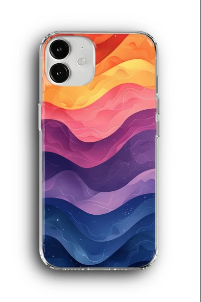iPhone 11 Uyumlu Baskılı Şeffaf Kılıf Kapak "Dalgalar Art Gökkuşağı"