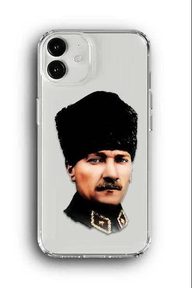 iPhone 12 Mini Uyumlu Baskılı Şeffaf Kılıf Kapak "Asker Mareşal Ata"